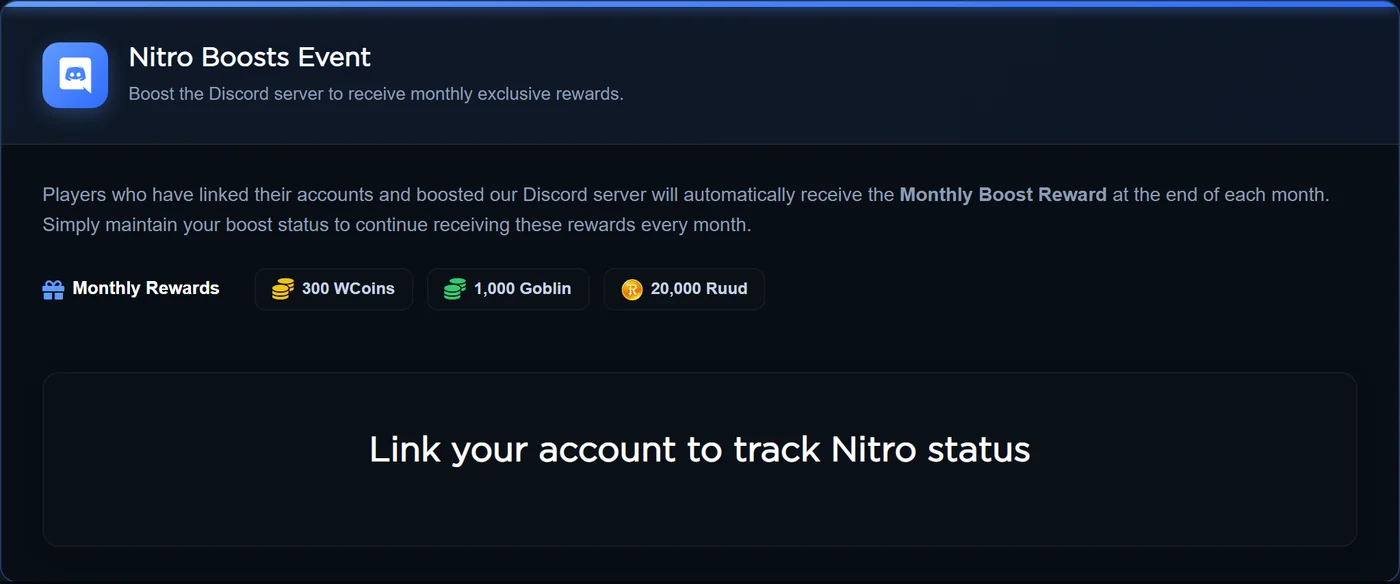 The Nitro Boosts Event panel on the same page.